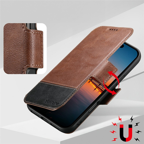 2-in-1 flip case for iPhone 17 Pro, SUTENI, for MagSafe, brown