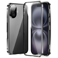 Case for iPhone 16, Magnetic Dual Glass, black