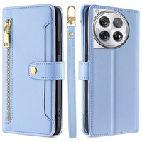Flip case for OnePlus 12 5G, Wallet Zipper Pocket, blue