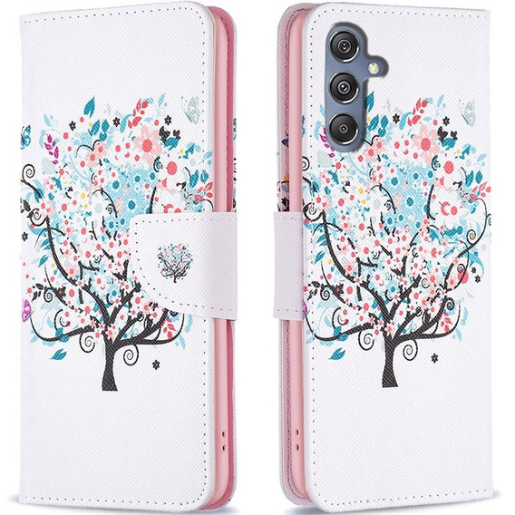 Flip case for Samsung Galaxy M34, Wallet, colorful tree, white