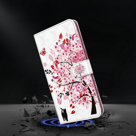 Flip case for Oppo A17, Wallet Light Spots Decor, tree, white