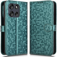 Flip case for Motorola Moto G56 5G, Wallet Rhombus, green