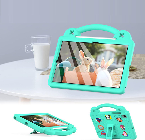 Children's case for Samsung Galaxy Tab S6 Lite 10.4 2020/2022 / Tab A7 2020 T500 / T505 / Tab S6 T860/T865, Cute Patterns, with stand, green