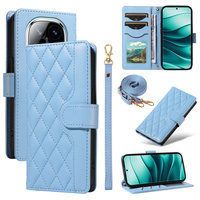 Flip case for Xiaomi Redmi Note 14 Pro 5G / Xiaomi Redmi Note 14 Pro+ 5G / Xiaomi Poco X7 5G, Rhombus Crossbody Leather, blue