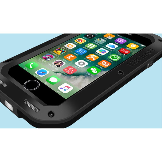 Love Mei Case for iPhone 7/8/SE 2020/SE 2022, armored with glass, black