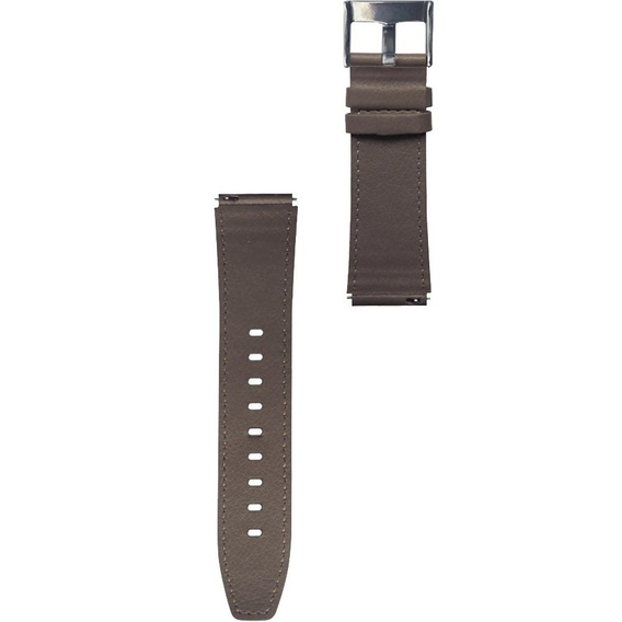 22mm Genuine Leather Coated Silicone Watch Band - Grey