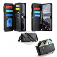 Case CASEME for Samsung Galaxy S25 FE, RFID Leather Wallet, with shoulder strap, black