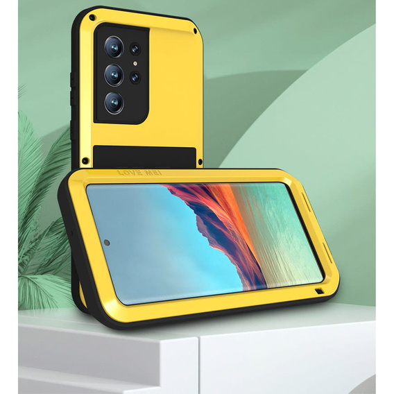 Love Mei Case for Samsung Galaxy S22 Ultra, armored without glass, yellow