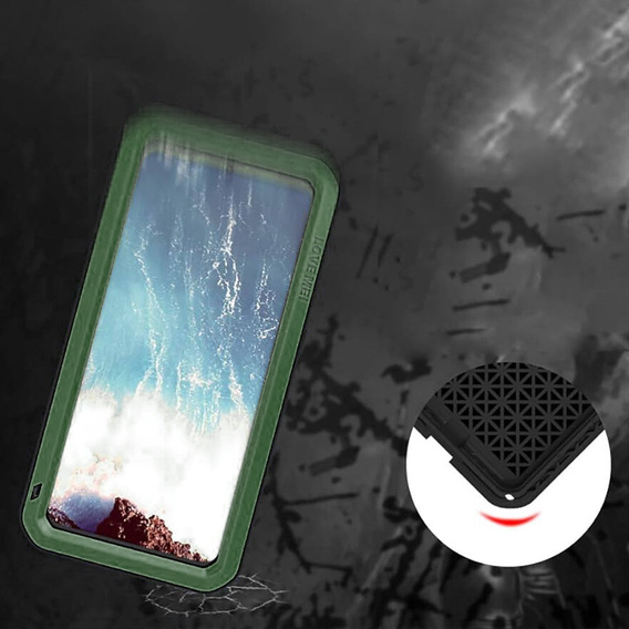 Love Mei Case for Samsung Galaxy S20 Plus, armored with glass, green
