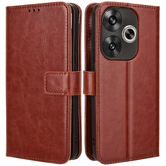 Flip case for Xiaomi Poco F6, Crazy Horse Wallet, brown