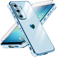 Case for Samsung Galaxy A26, Electro heart, blue + Glass 9H