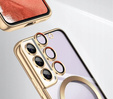 Case for Samsung Galaxy S21, Electro MagSafe, gold + Screen Glass
