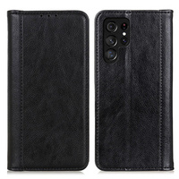Case for Samsung Galaxy S24 Ultra, Wallet Litchi Leather, black