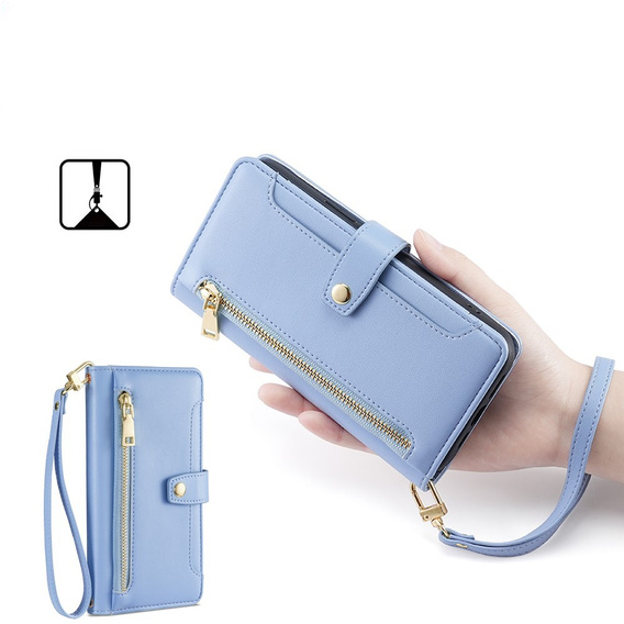 Flip case for Realme 14 Pro+ 5G, Wallet Zipper Pocket, blue