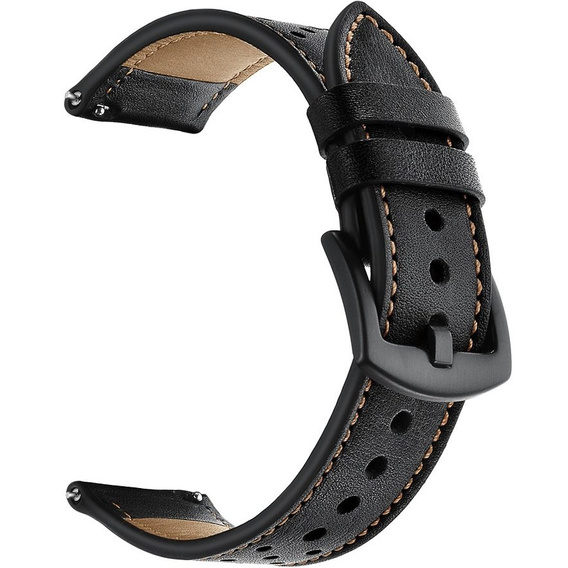 22mm Genuine Leather Coated Silicone Watch Band - Brown