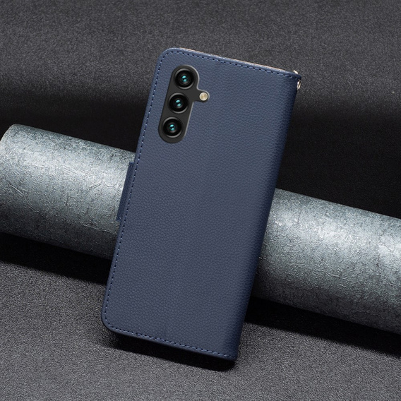 Flip case for Samsung Galaxy A55 5G, Wallet Litchi Leather, dark blue