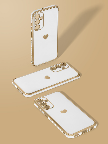 Case for Samsung Galaxy A25 5G, Electro heart, white + Full Glue Ceramic Glass