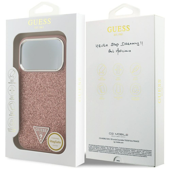 GUESS Glitter Triangle Logo MagSafe Case for iPhone 17 Pro Max