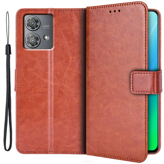 Flip case for Motorola Edge 40 Neo, Crazy Horse Wallet, brown