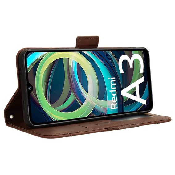 Flip case for Xiaomi Redmi A3, Card Slot, brown