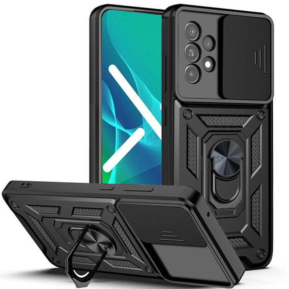 Armored case for Samsung Galaxy A13 4G, armored Slide Ring, black + 9H glass