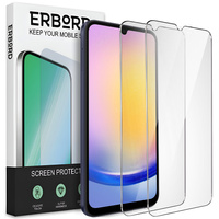 2x Tempered Glass for Samsung Galaxy A25 5G, ERBORD 9H Hard Glass for phone screen