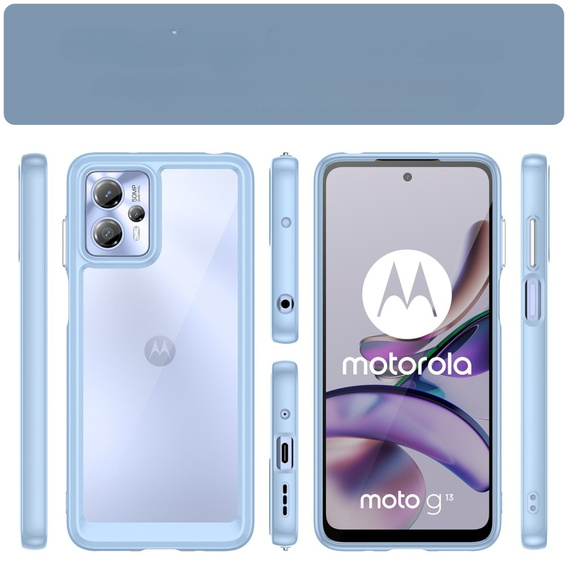 Case for Motorola Moto G13 / G23, Fusion Hybrid, transparent / blue