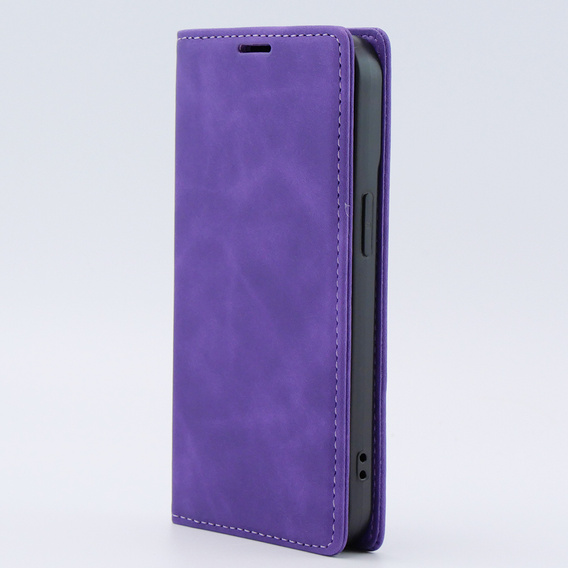 Case for iPhone 15, ERBORD Vintage, wallet with flap, purple