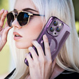 Flip case for iPhone 15 Pro, RFID Wallet MagSafe CamShield, purple