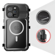 IP68 Waterproof Case for iPhone 15 Pro Max, SHELLBOX MagSafe, black