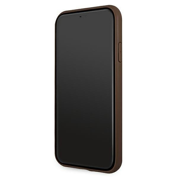 GUESS Case for iPhone 11, 4G Big Metal Logo, brown