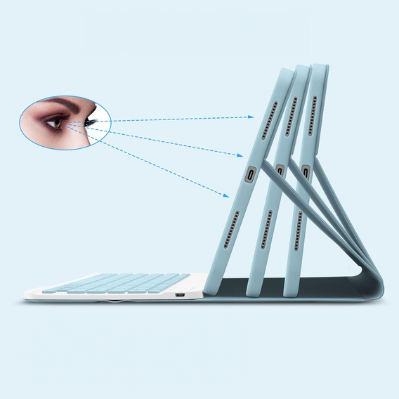 Case with illuminated bluetooth keyboard for iPad 10.9 2022 (10 gen.), blue