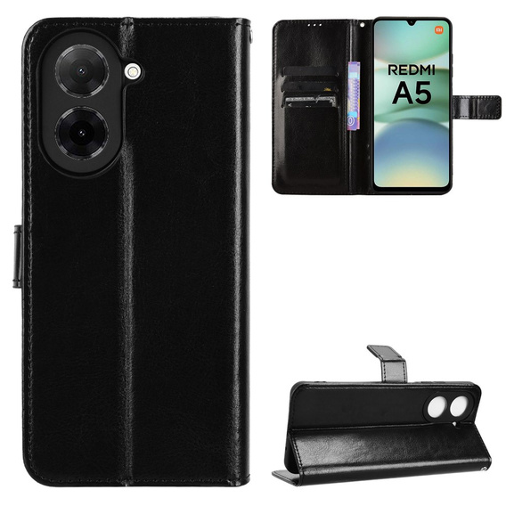 Flip case for Xiaomi Redmi A5, Crazy Horse Wallet, black