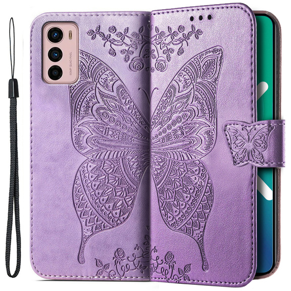 Flip case for Motorola Moto G42 4G, Butterfly, purple