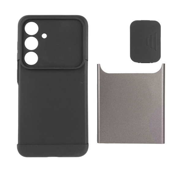 Case for Samsung Galaxy S24, ERBORD CamProtect Slide Camera, gray gunmetal