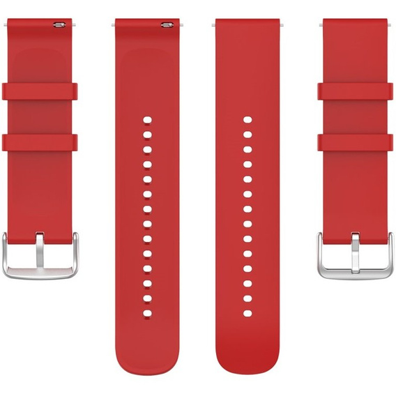 Silicone strap 20mm, Red/Silver Buckle