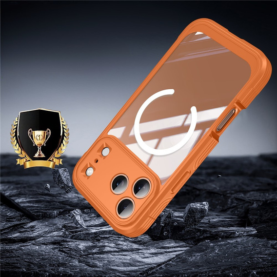 Shockproof case with glass, for MagSafe for iPhone 17 Pro Max, orange