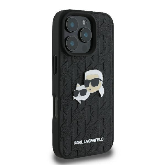 Karl Lagerfeld Hardcase Monogram Karl & Choupette Head Pin Case for iPhone 16 Pro