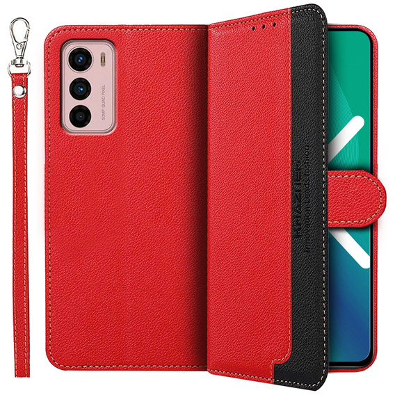 Flip case for Motorola Moto G42 4G, KHAZNEH RFID, Dual Color, red