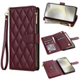 Flip case for Samsung Galaxy A56 5G, Rhombus Crossbody Leather, maroon