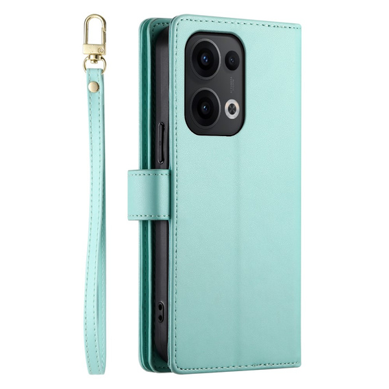 Flip case for Oppo Reno 13 5G, Wallet Zipper Pocket, mint