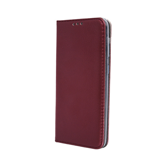 Flip case for Oppo Reno 11F 5G, Smart Magnetic, maroon + 9H glass