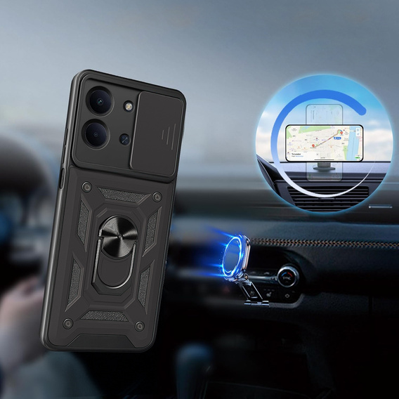 Armoured case for Xiaomi Redmi 15C 4G/LTE, with camera protection, with stand, black