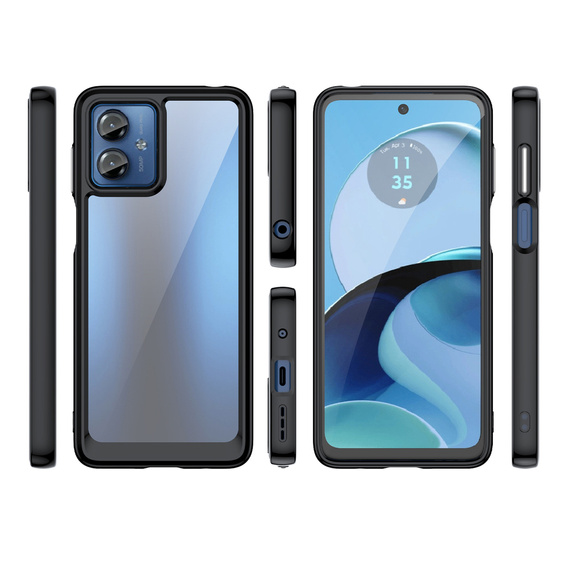 Case for Motorola Moto G14, Fusion Hybrid, transparent / black