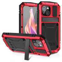 Case for iPhone 15, R-JUST, armoured, red / black