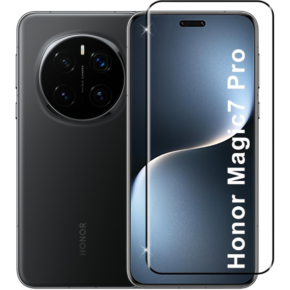 3D Tempered Glass for Honor Magic 7 Pro, black frame