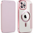 Flip case for iPhone 11 Pro Max, RFID Wallet MagSafe CamShield, pink