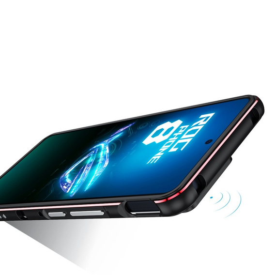 Case for ASUS ROG Phone 8 Pro, Armor Bumper, with lens cover, black / red