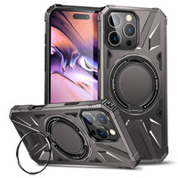 Case for iPhone 16 Pro, armored with stand and handle plate, grey