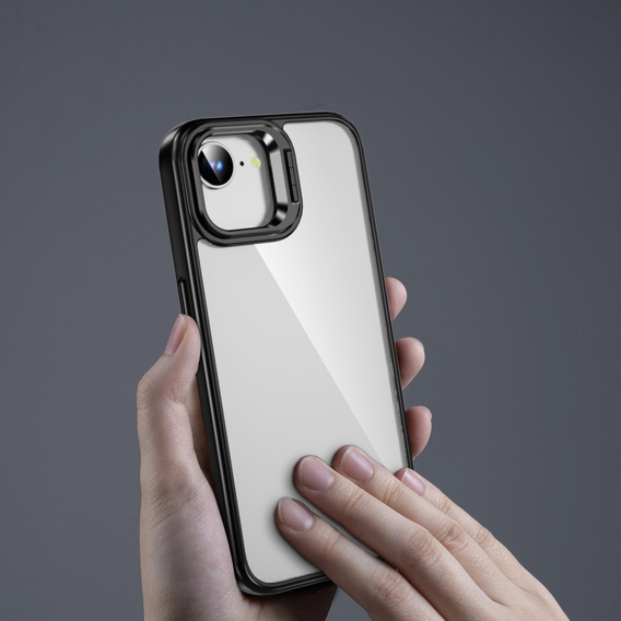 Case for Iphone 16E, Kickstand Frame, transparent / black